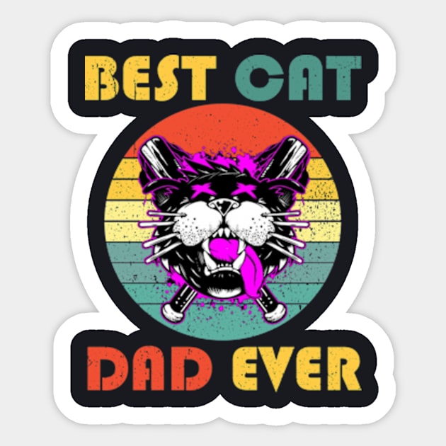 Best Cat Dad Ever Sunset Sticker by StuSpenceart